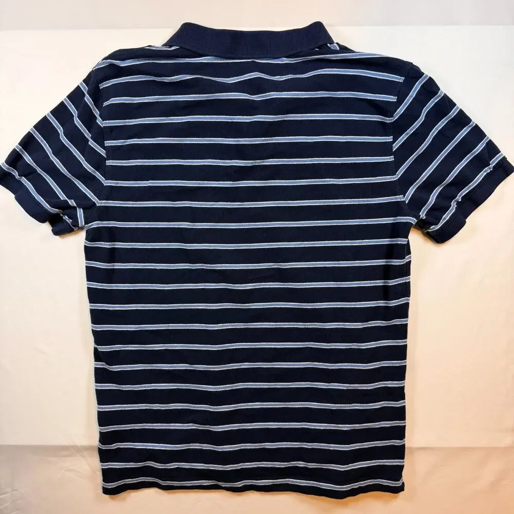 Banana Republic Short Sleeve Polo Men's Blue Striped Size Medium Casual Cotton